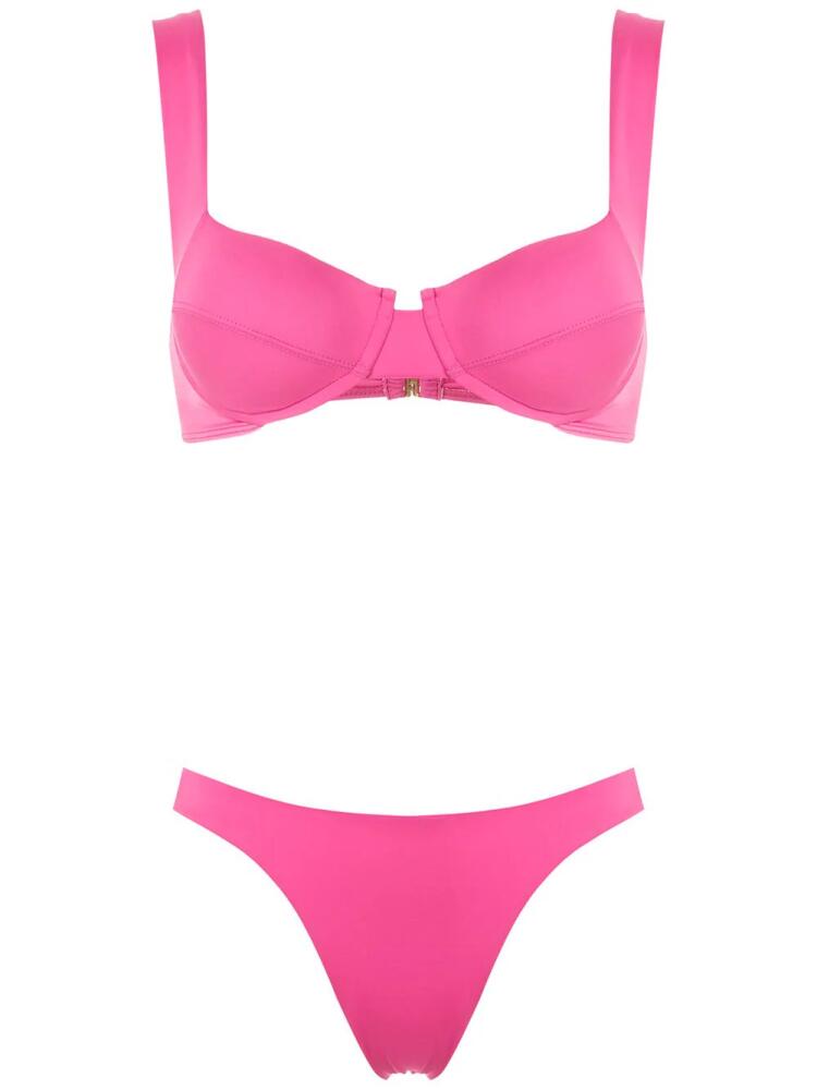 Brigitte high cut leg bikini set - Pink Cover