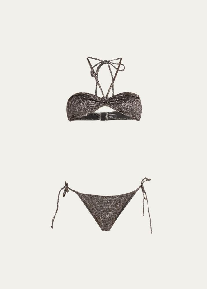 Lisa Marie Fernandez Metallic Bandeau String Two-Piece Bikini Set Cover