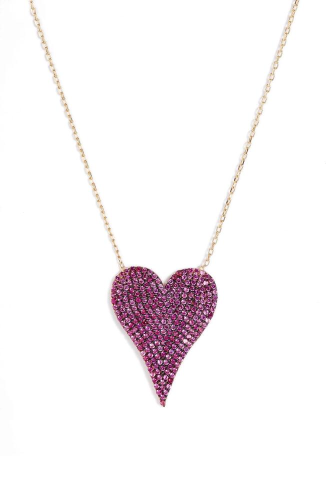 SHYMI Pavé Heart Pendant Necklace in Gold/Dark Pink Cover