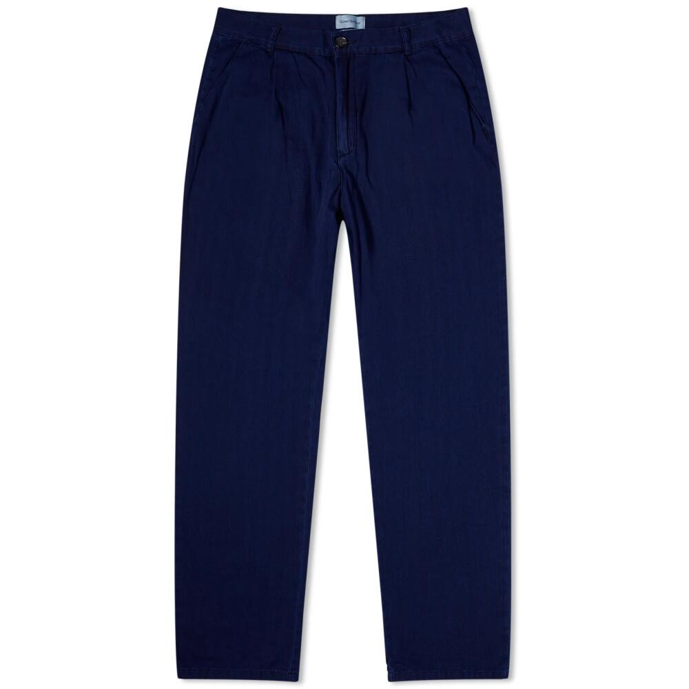 Oliver Spencer Men's Morton Pleated Trousers in Indigo Blue Cover