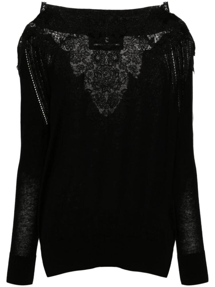 Ermanno Scervino lace-detail sweater - Black Cover