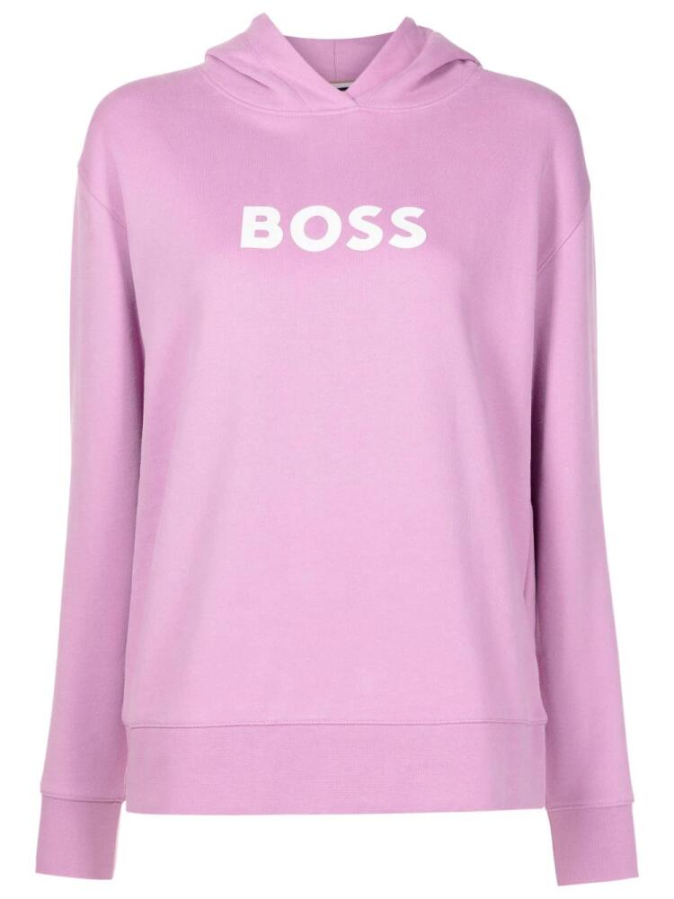 BOSS logo-print cotton hoodie - Pink Cover