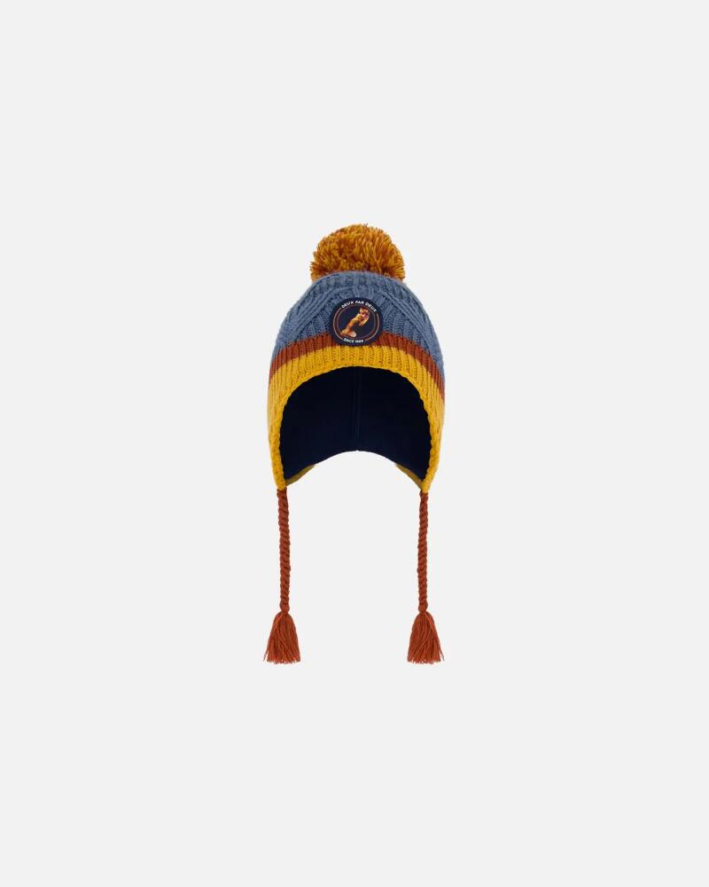 Deux par Deux Boy's Peruvian Knit Hat Gradient Navy And Yellow in Gradient Stripes Cover