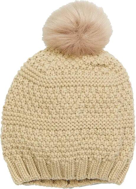 San Diego Hat Company Knit Beanie w/ Faux Fur Pom (Camel) Beanies Cover