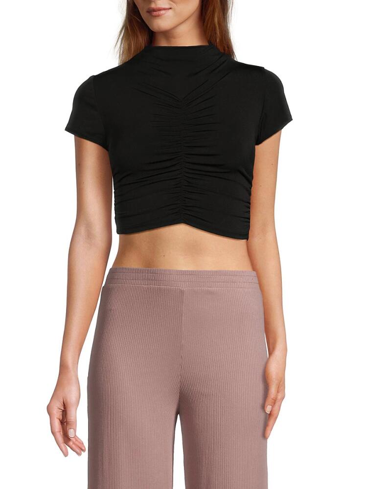 Love Ady Women's Ruched Crop Top - Black Cover