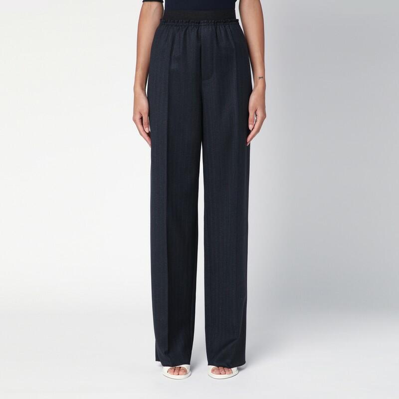 Bottega Veneta Black/blue striped wool trousers Cover