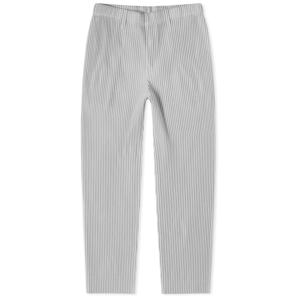 Homme Plissé Issey Miyake Men's Pleated Straight Leg Trousers in Light Grey Cover