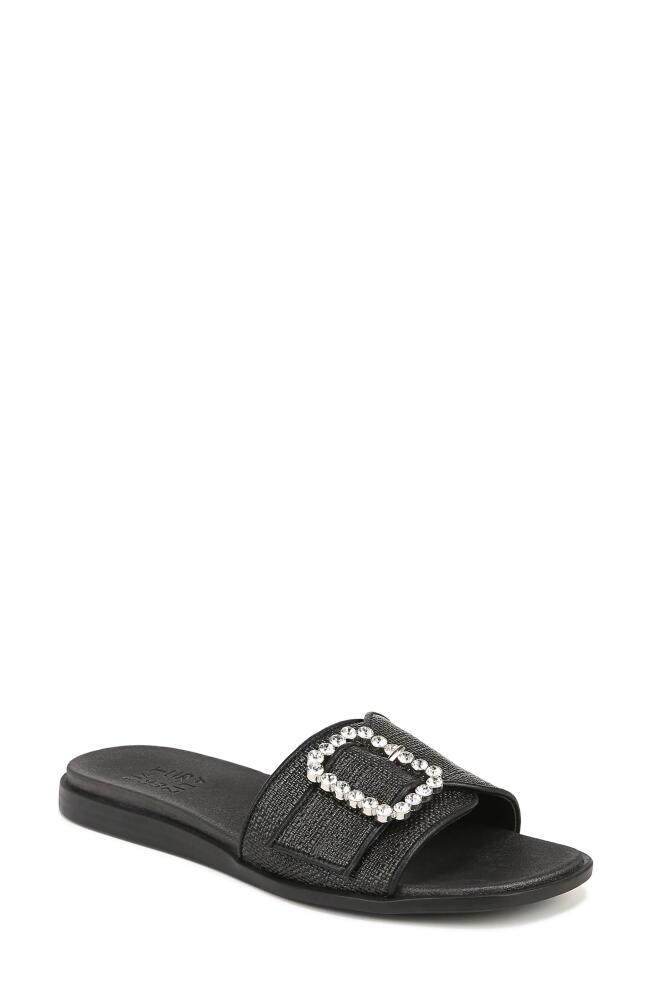 Naturalizer Olivia Slide Sandal in Black Straw Fabric Cover