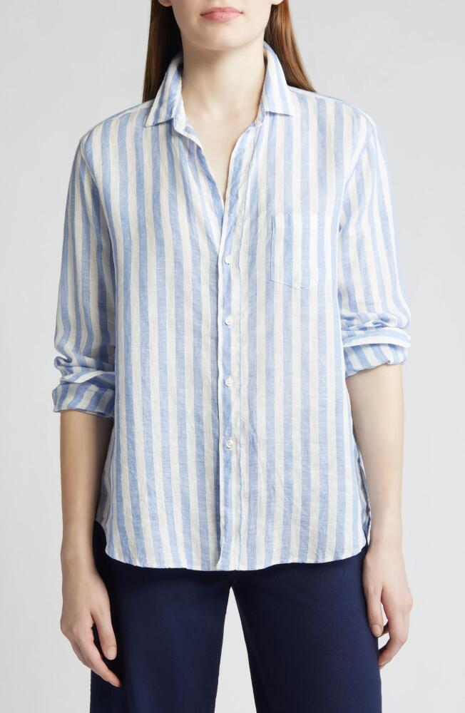 Frank & Eileen Eileen Relaxed Button-Up Shirt in Wide White Blue Stripe Cover