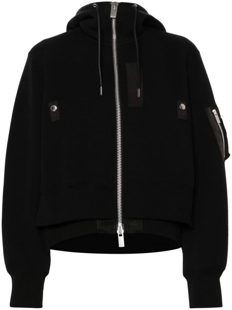 sacai layered-detail hooded bomber jacket - Black Cover