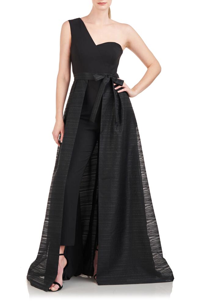 Kay Unger Vera One-Shoulder Maxi Jumpsuit in Black Cover