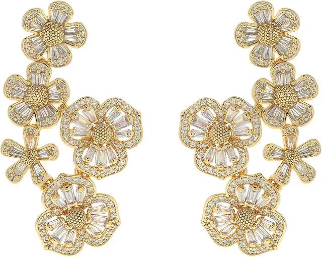 Kate Spade New York Fleurette Statement Earrings (Clear/Gold) Earring Cover