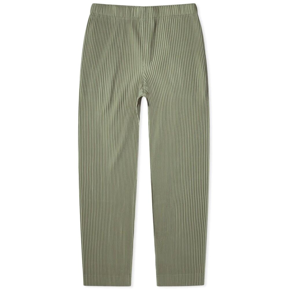 Homme Plissé Issey Miyake Men's Pleated Straight Leg Trousers in Sage Green Cover