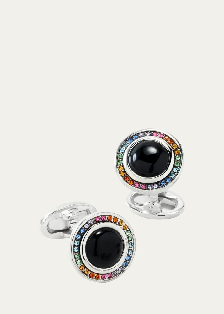 Jan Leslie Men's Swarovski Crystals & Onyx Round Cufflinks Cover