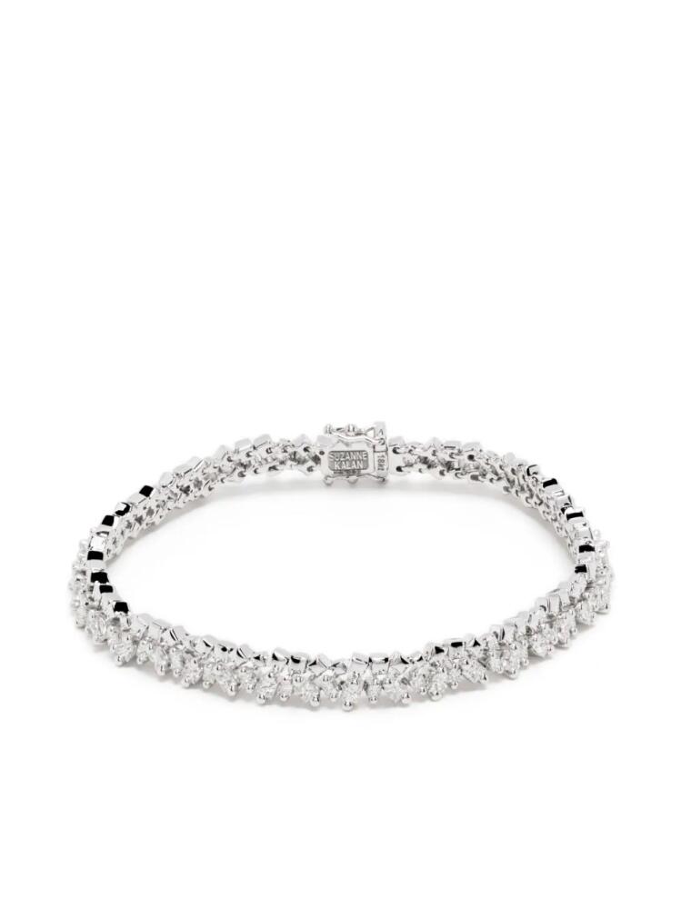 Suzanne Kalan 18kt white gold Princess diamond tennis bracelet - Silver Cover