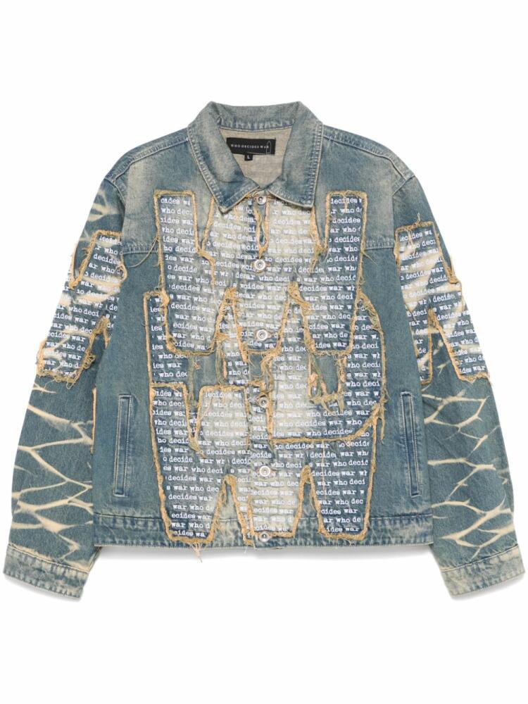 Who Decides War embroidered-logo denim jacket - Blue Cover