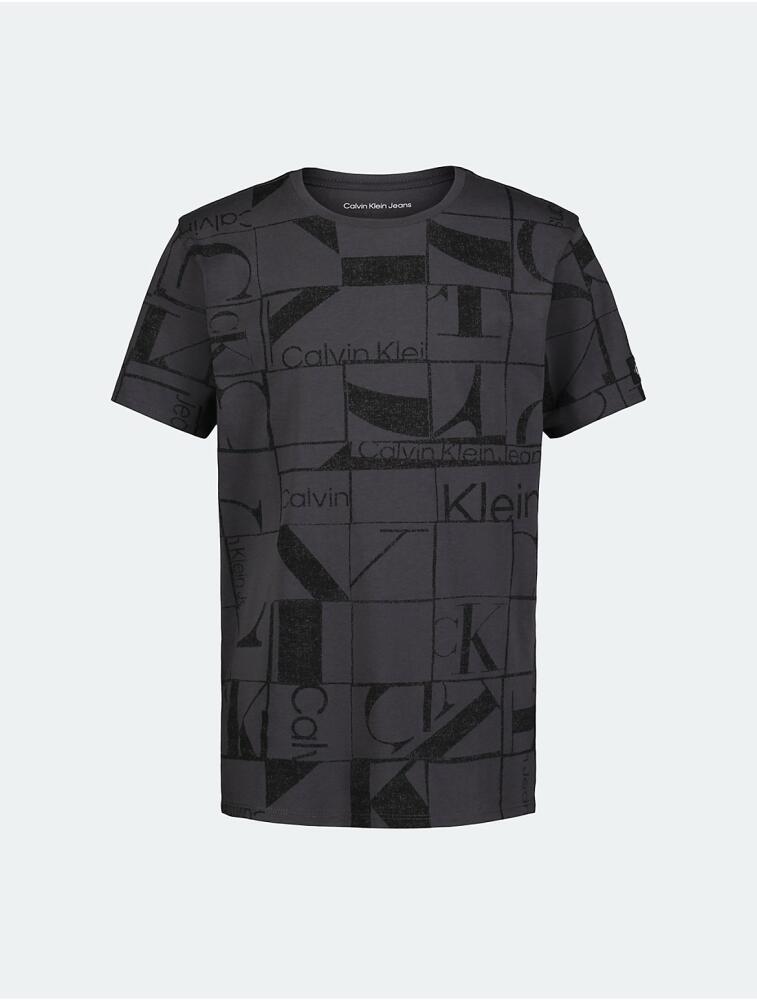 Calvin Klein Boys' Boys Square Collage Print Classic Crewneck T-Shirt - Grey Cover