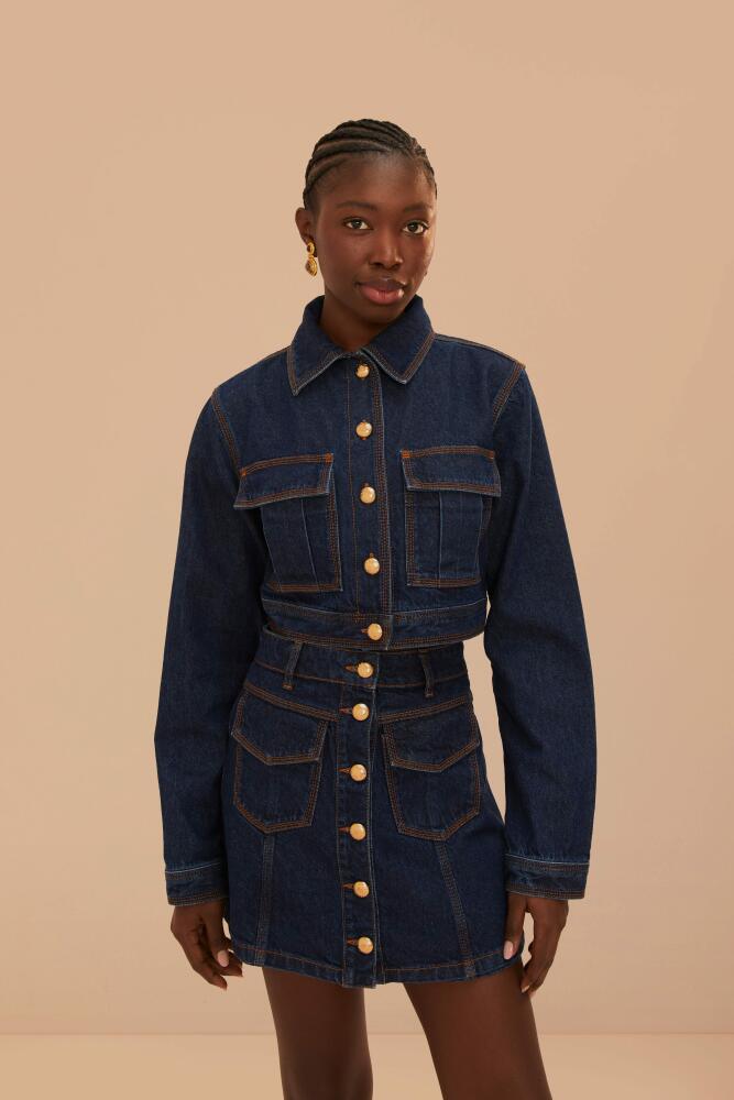 FARM Rio Dark Denim Cropped Jacket Cover