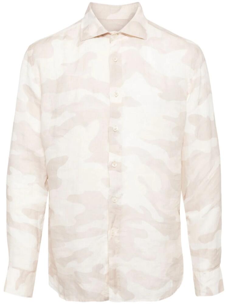 120% Lino camouflage-print linen shirt - Neutrals Cover