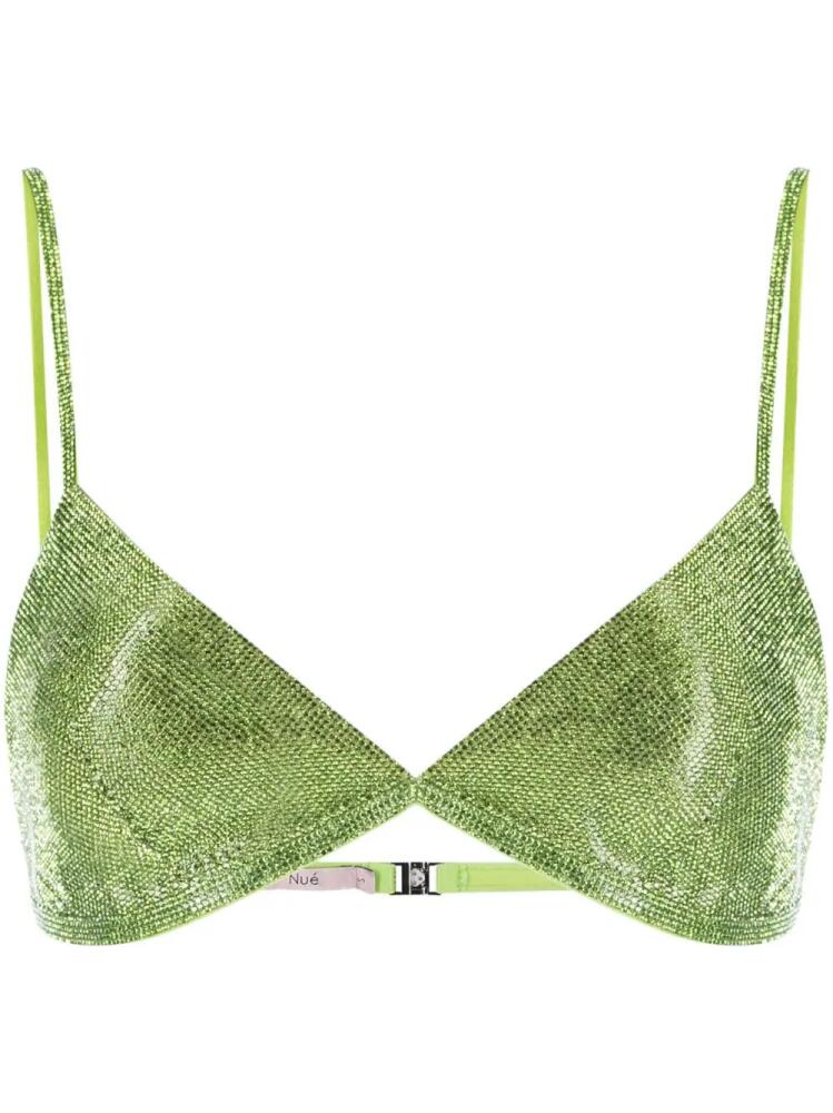 Nuè rhinestone-embellished triangle bra top - Green Cover