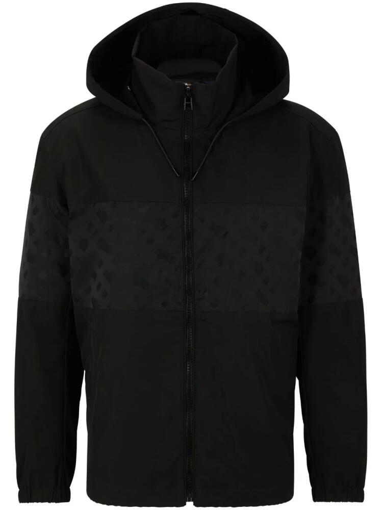 BOSS monogram-print hooded coat - Black Cover