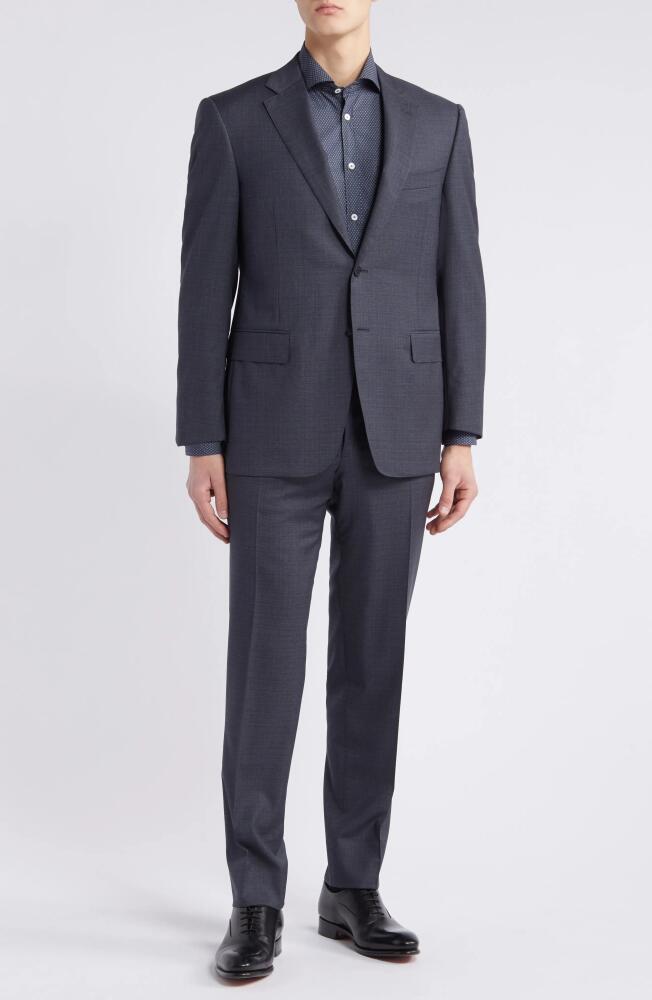 Canali Siena Regular Fit Shadow Plaid Wool Suit in Charcoal Cover