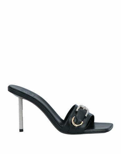 Givenchy Woman Sandals Black Calfskin, Steel Cover