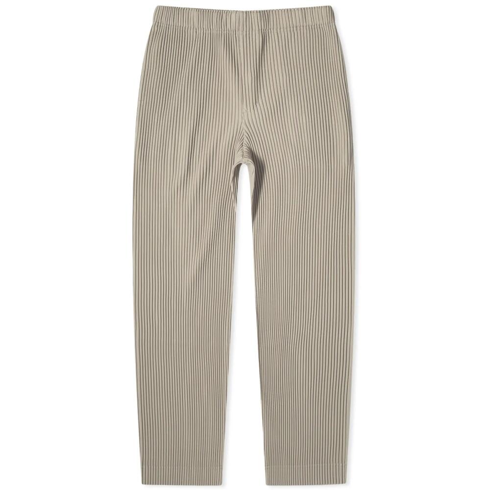 Homme Plissé Issey Miyake Men's Pleated Straight Leg Trousers in Linen Beige Cover