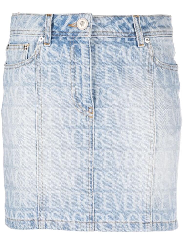 Versace Versace Allover denim miniskirt - Blue Cover