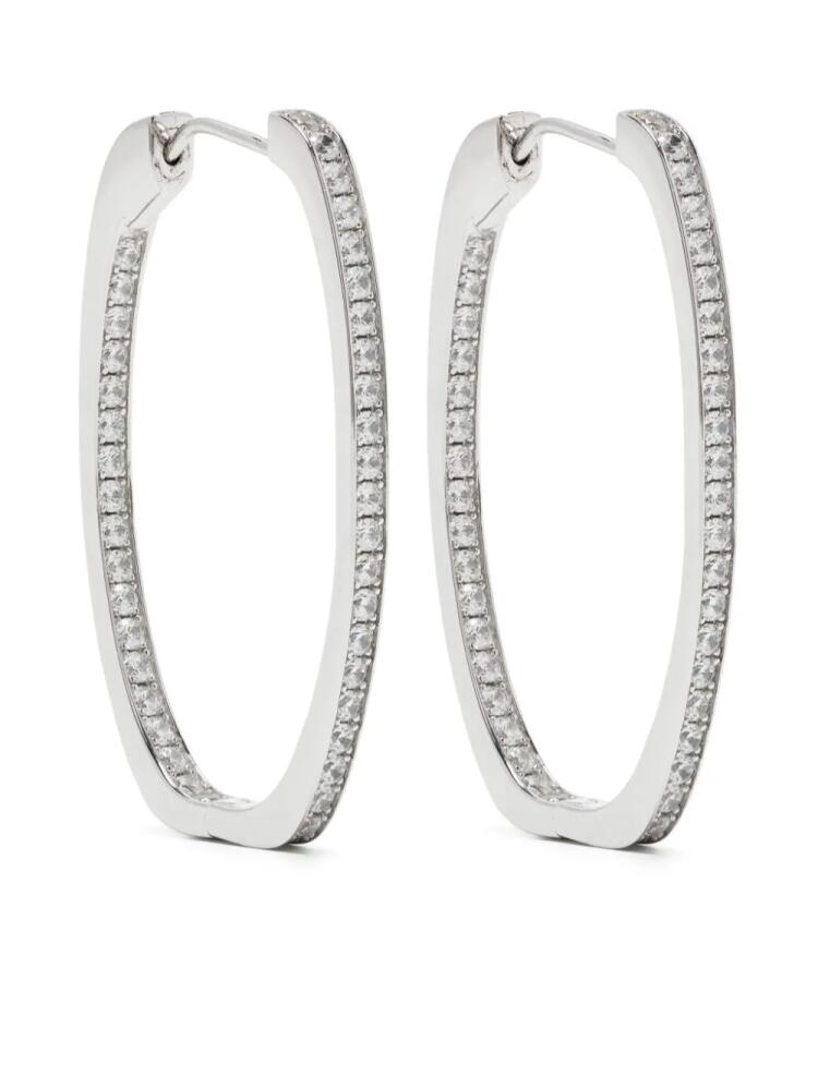 APM Monaco embellished pavé oval hoop earrings - Silver Cover