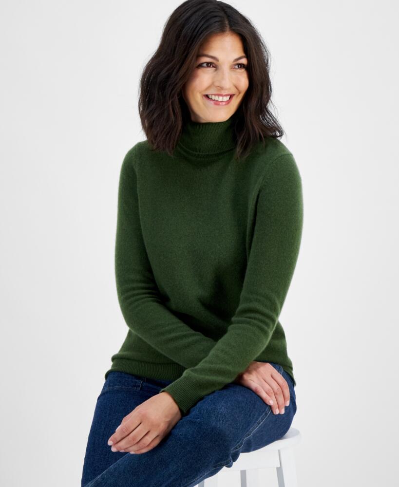 Charter Club 100% Cashmere Women's Turtleneck Sweater, Regular & Petites, Created for Macy's - Deep Cactus Heather Cover