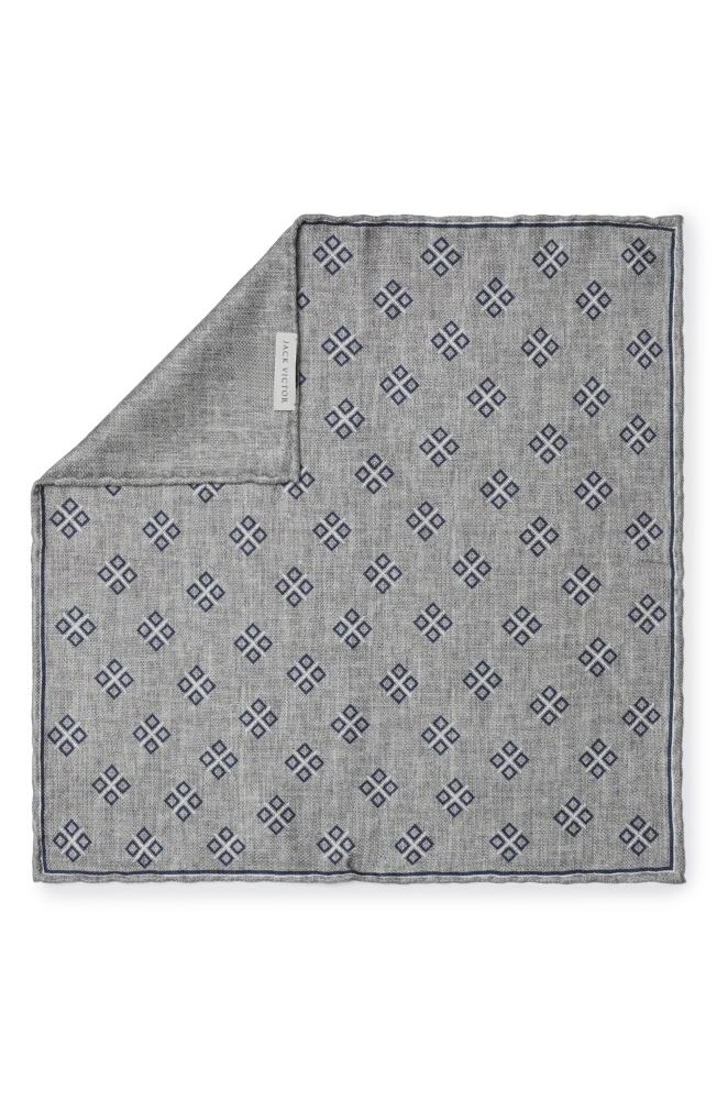 Jack Victor Riverview Reversible Silk Pocket Square in Grey Cover