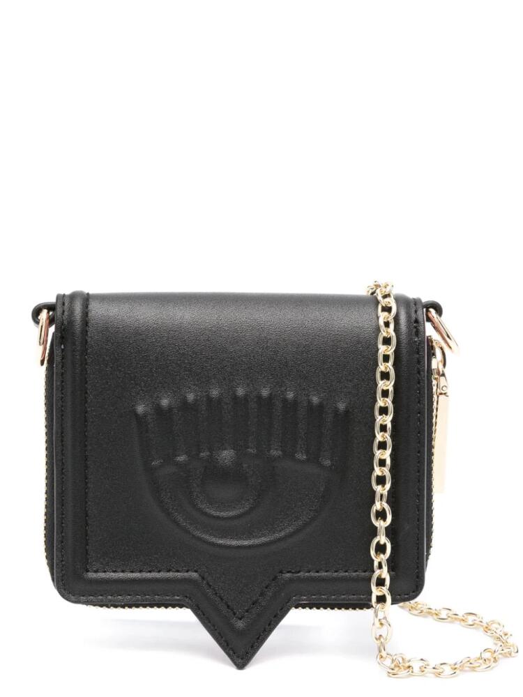 Chiara Ferragni Eyelike-embossed chain wallet - Black Cover