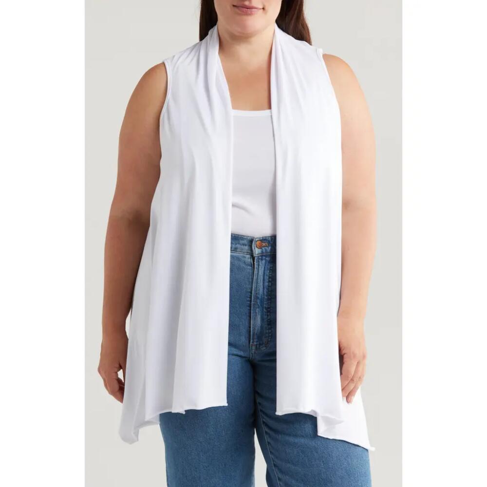 24seven Comfort Apparel Open Front Sidetail Stretch Vest in White Cover