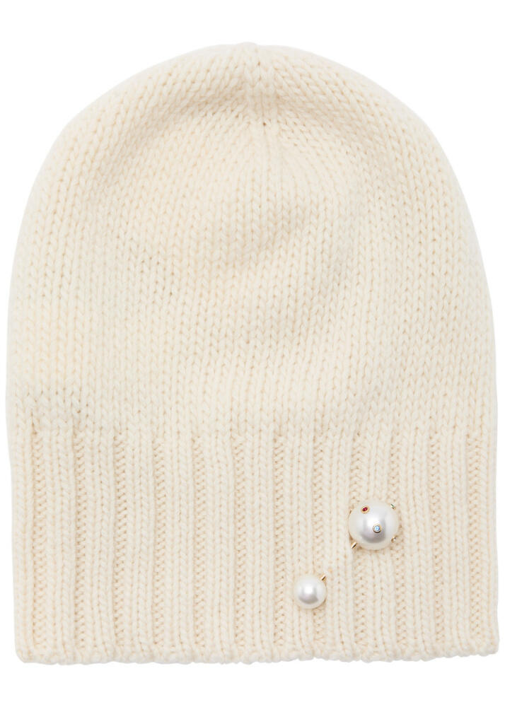 Inverni Pearl-embellished Cashmere Beanie - Ivory Cover