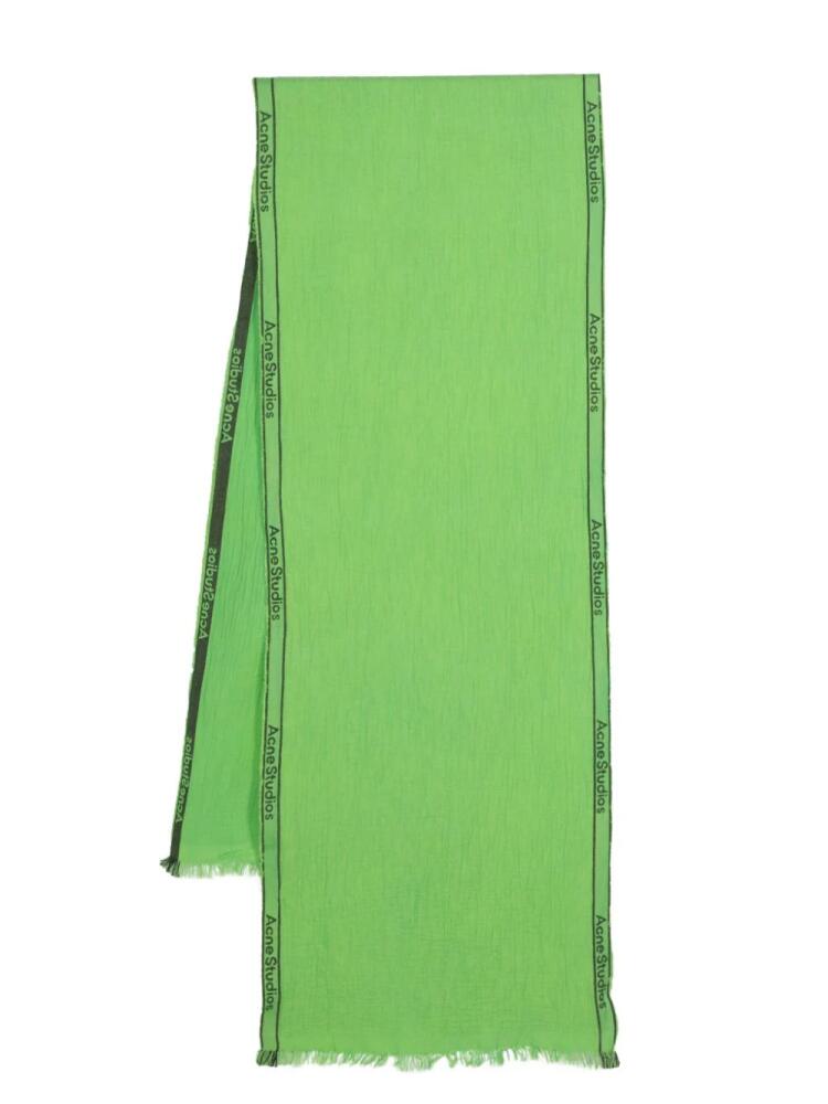 Acne Studios jacquard-logo scarf - Green Cover