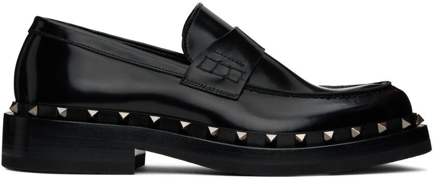 Valentino Garavani Black Rockstud M-Way Loafers Cover