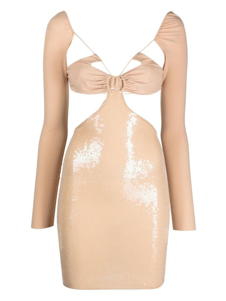 Amazuìn cut-out sequined mini dress - Neutrals Cover