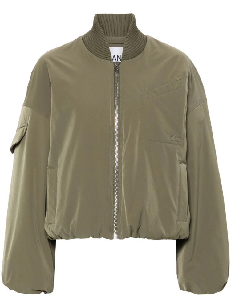 GANNI twill bomber jacket - Green Cover