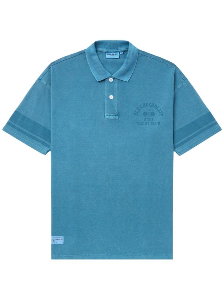 CHOCOOLATE logo-print cotton polo shirt - Blue Cover