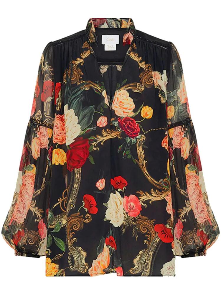 Camilla floral-print blouse - Black Cover