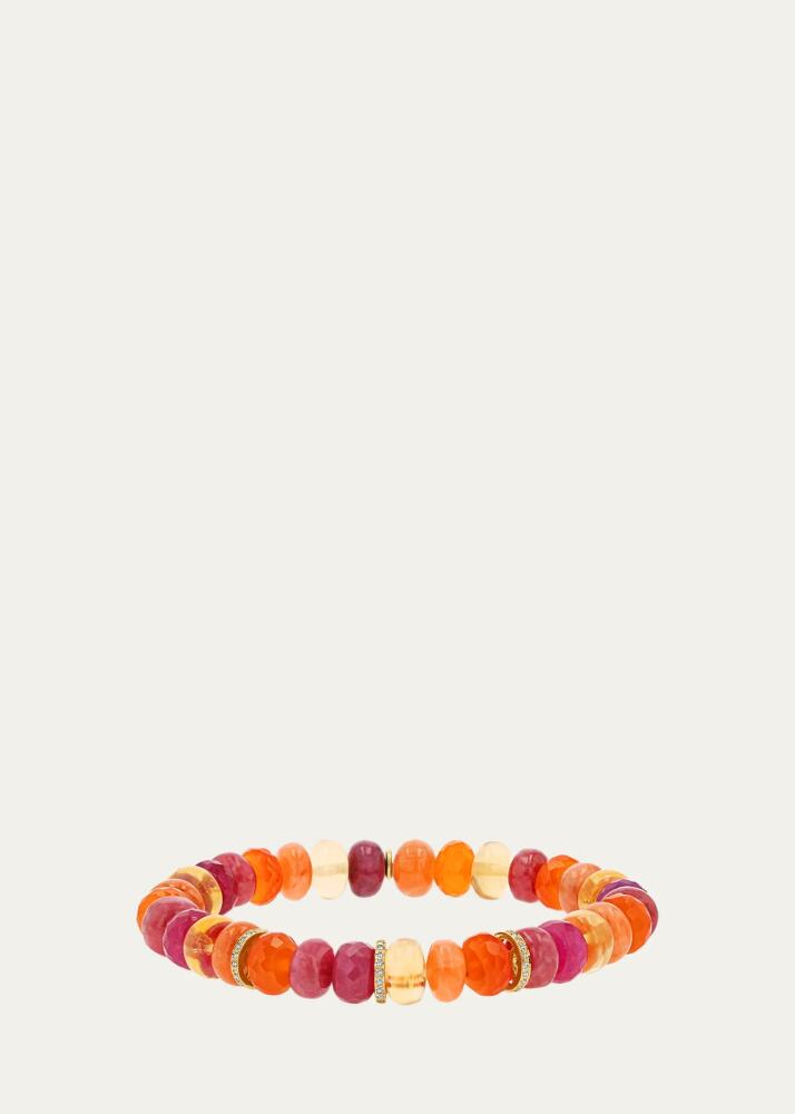 Sheryl Lowe 14K Yellow Gold Sunset-Mix 8MM Beaded Bracelet with Diamond Rondelles Cover