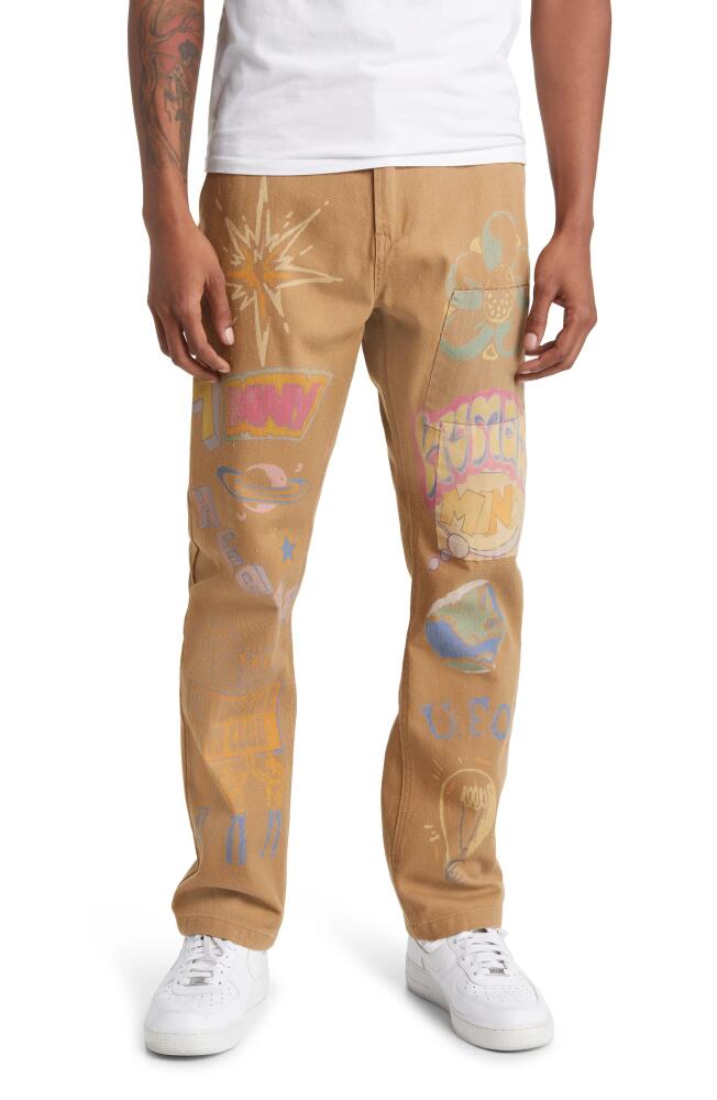 Billionaire Boys Club Wordly Stenciled Flat Front Chinos in Latte Cover