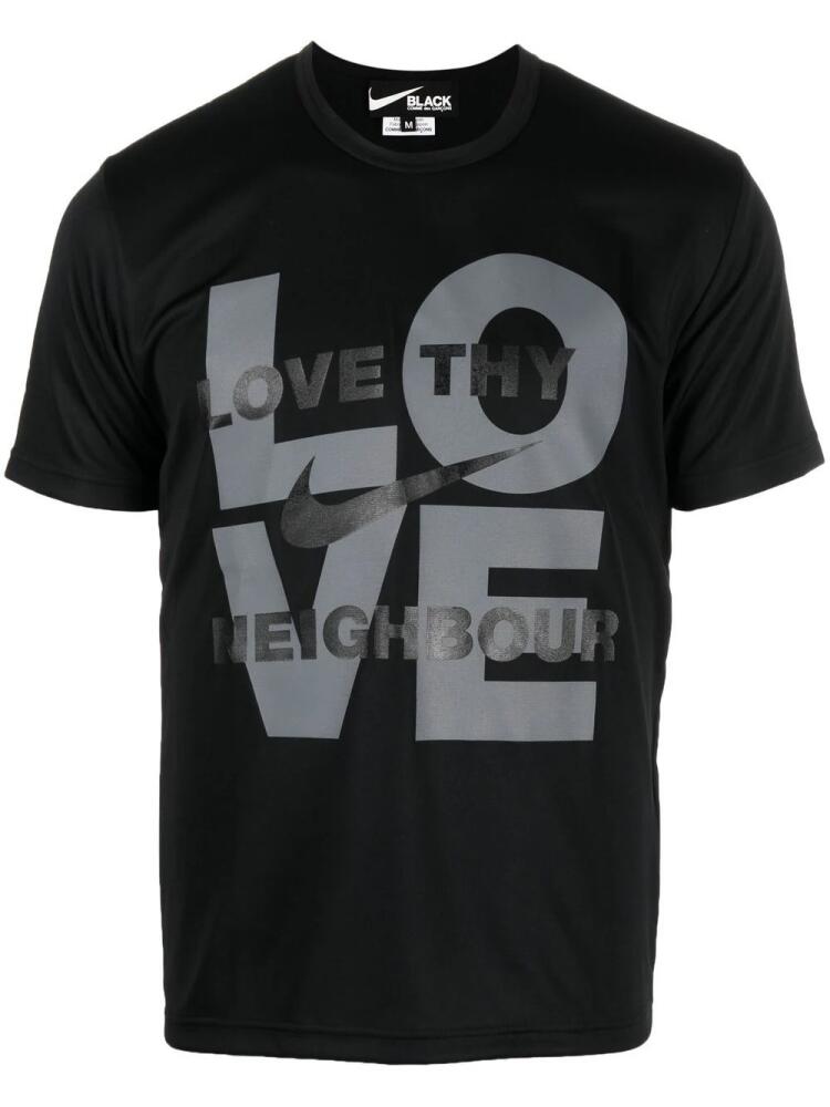 Black Comme Des Garçons Love Thy Neighbour slogan T-shirt Cover