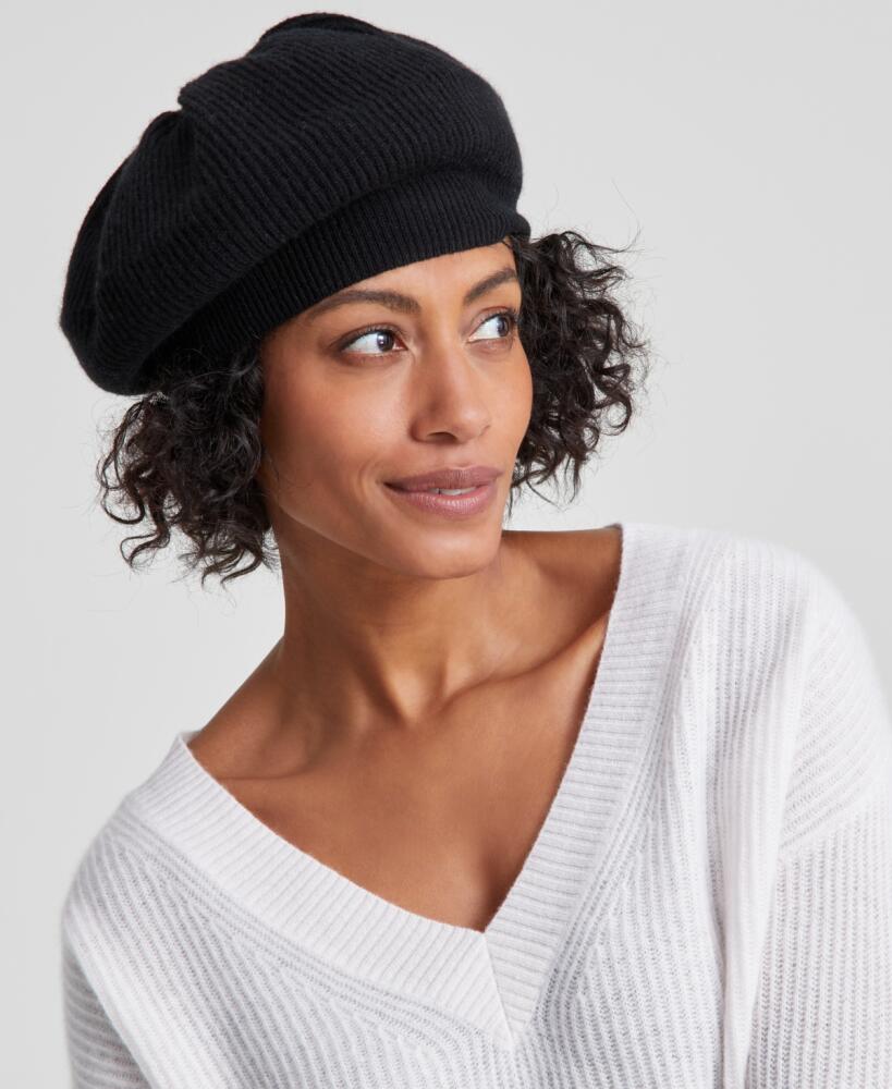 Charter Club Cashmere Knit Beret, Created for Macy's - Classic Black Cover