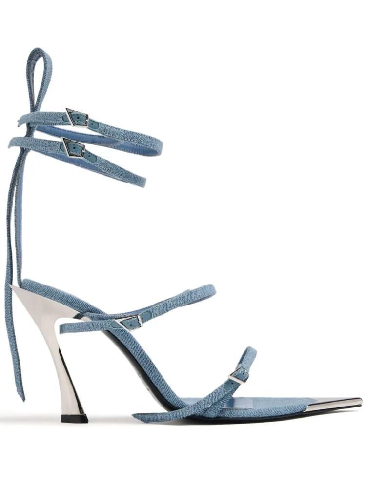 Mugler Fang 95mm strappy denim sandals - Blue Cover