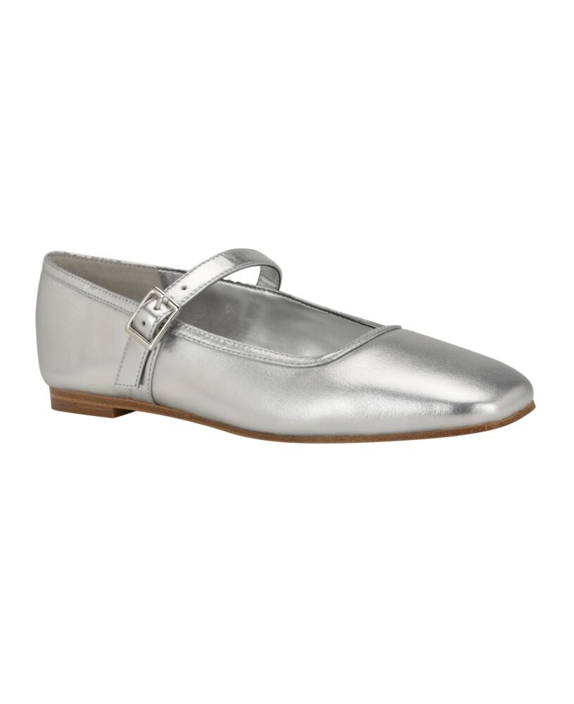 Calvin Klein Women's Greto Adjustable Strap Mary Jane Flats - Silver Cover