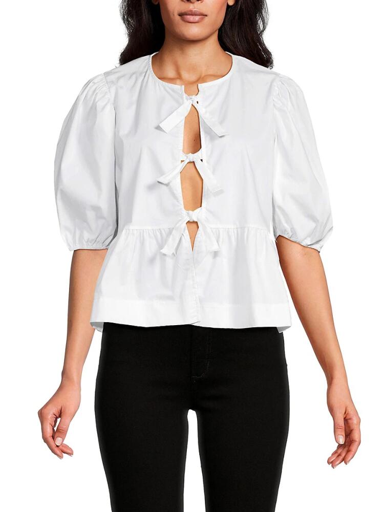 Renee C. Women's Tie Front Blouse - White Cover