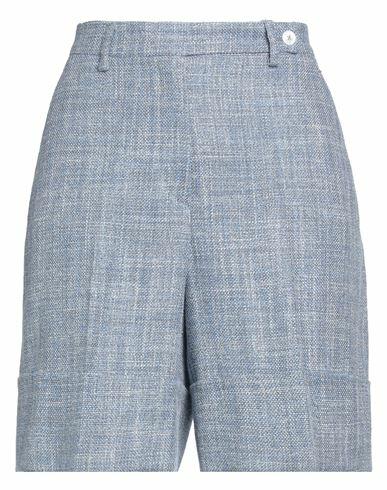 Kiton Woman Shorts & Bermuda Shorts Light blue Virgin Wool, Silk, Linen Cover