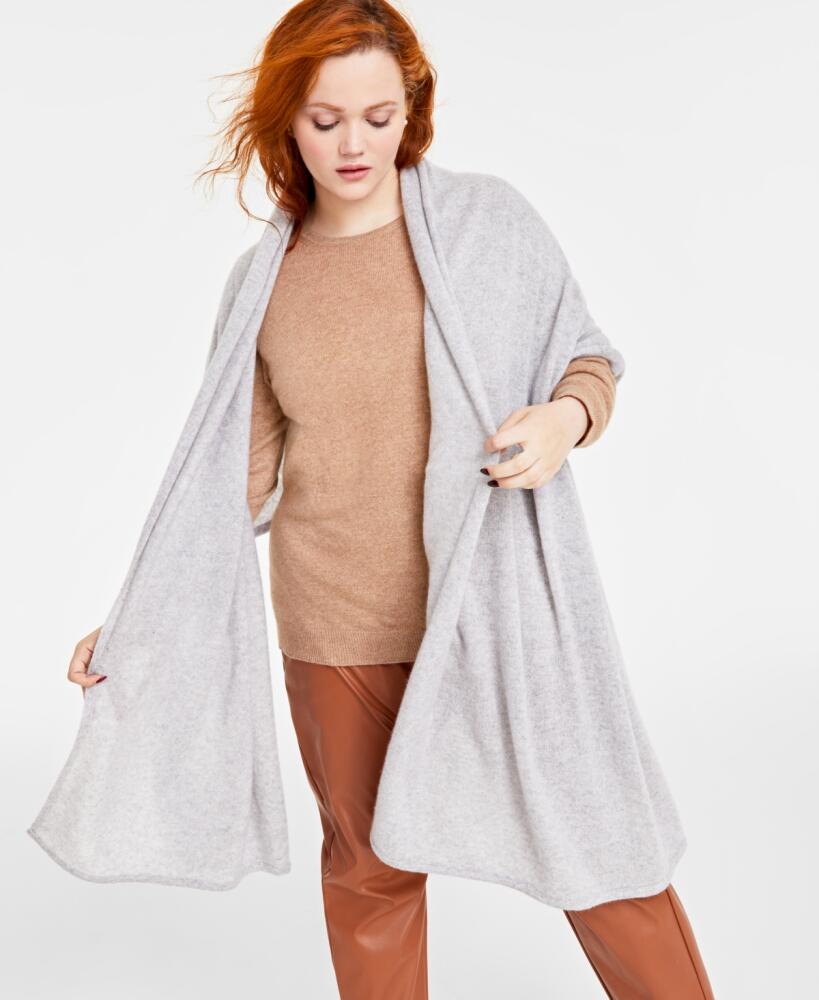 Charter Club 100% Cashmere Oversized Scarf, Created for Macy's - Ice Grey Heather Cover